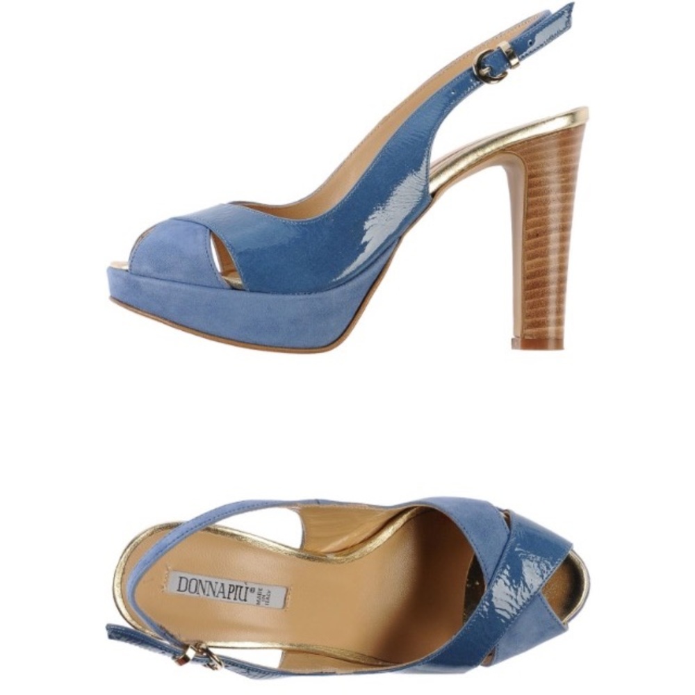 Slingbacks Light Blue Platform by Italian Designer Donna PIU 🇮🇹